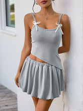 Asymmetrical Bow Cami and Skirt Set OutfitFlow